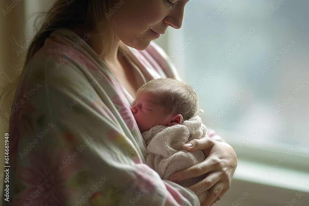 New life's embrace: Show the beauty of a mother's embrace as she holds her tiny bundle of joy, fresh from the miracle of birth, in a hospital setting. Generative AI New life's embrace: Show the beauty of a mother's embrace as she holds her tiny bundle of joy, fresh from the miracle of birth, in a hospital setting. Generative AI