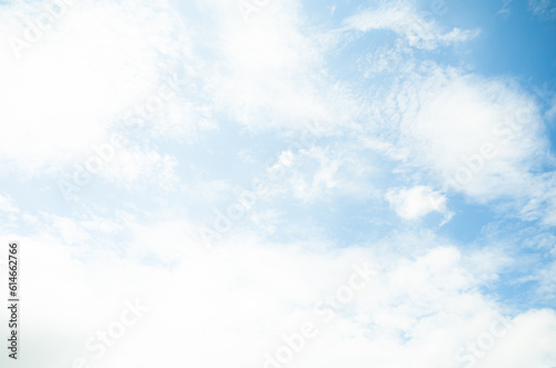 Blue Sky White Cloud Background Horizon Bright Summer Scene Weather Vibrant Nature