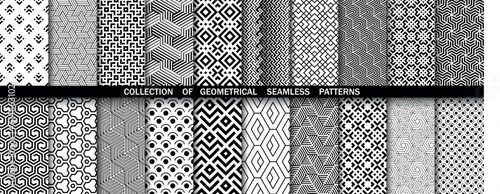 Geometric set of seamless black and white patterns. Simpless vector graphics