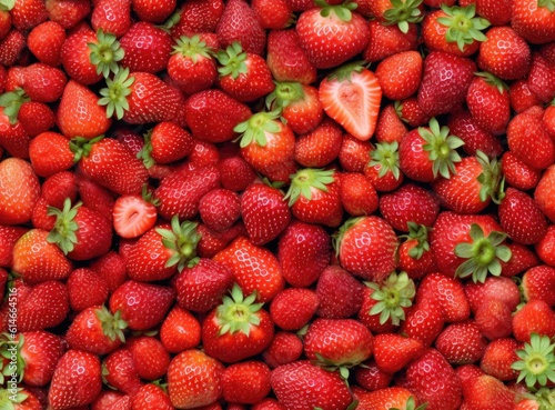 Fresh Strawberry Seamless Background created with Generative AI technology.