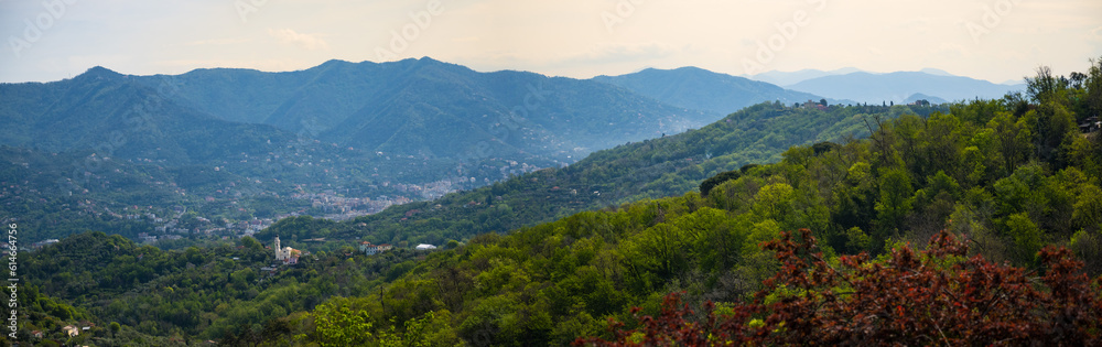 view of the region sea from the mountain, Mediterranean Sea, Camogli