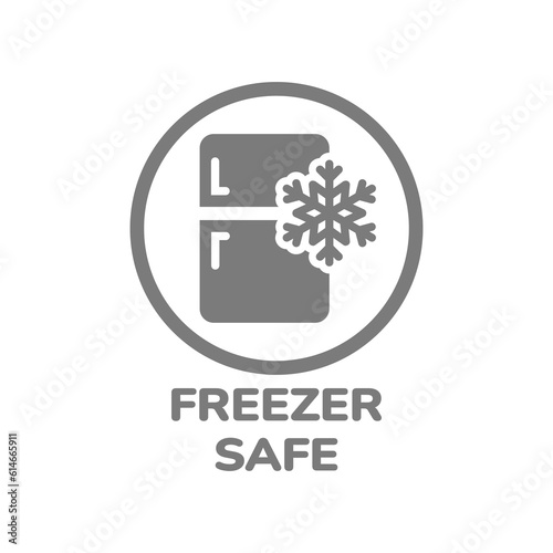Freezer safe circle vector label. Sticker for pots, pans and dishes.