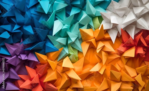 Paper origami multi colored background. Generative AI.