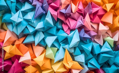 Paper origami multi colored background. Generative AI.