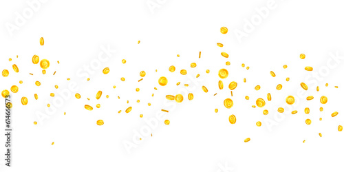 European Union Euro coins falling. Scattered gold