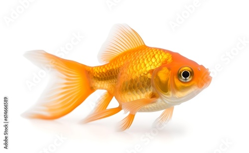 Cheerful goldfish on a white background. Generative AI.