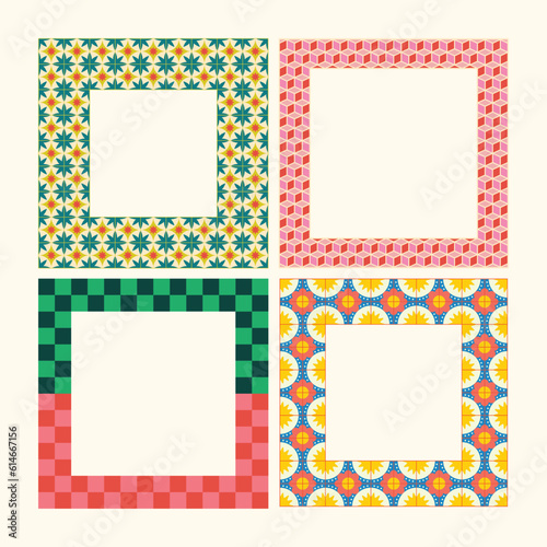 Colorful Retro Pattern Geometric Frame For Instagram (ID: 614667156)