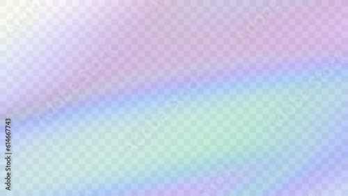 Modern blurred gradient background in trendy retro 90s, 00s style. Rainbow light prism effect. Hologram reflection. Poster template for social media posts, digital marketing, sales promotion.