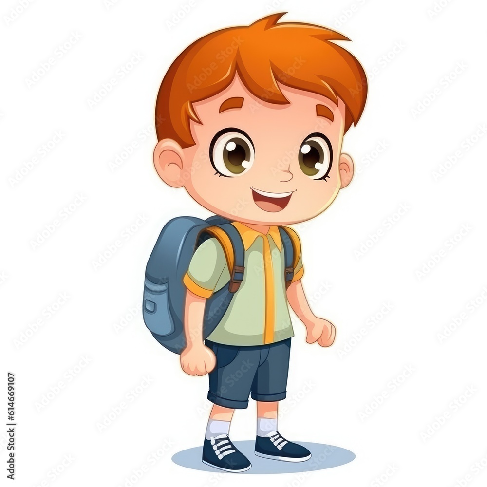 Cute child with backpack. Back to school. Generative AI