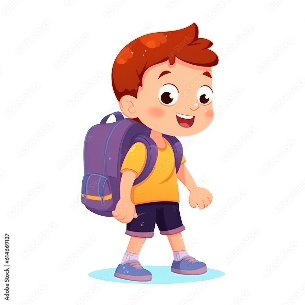 Cute child with backpack. Back to school. Generative AI
