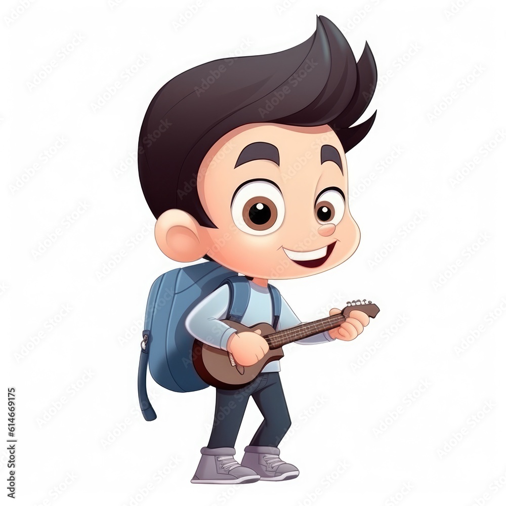 Obraz premium Cute child with backpack. Back to school. Generative AI