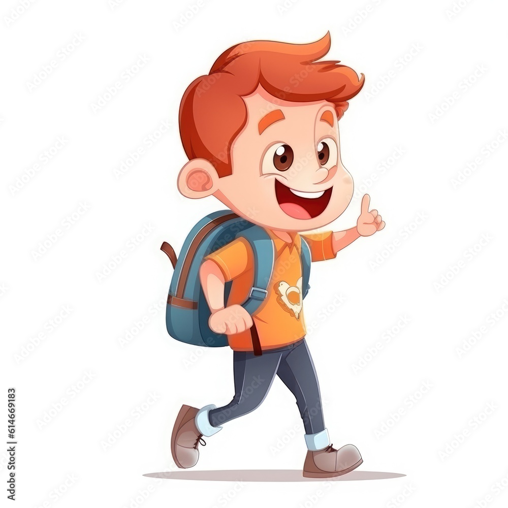 Cute child with backpack. Back to school. Generative AI