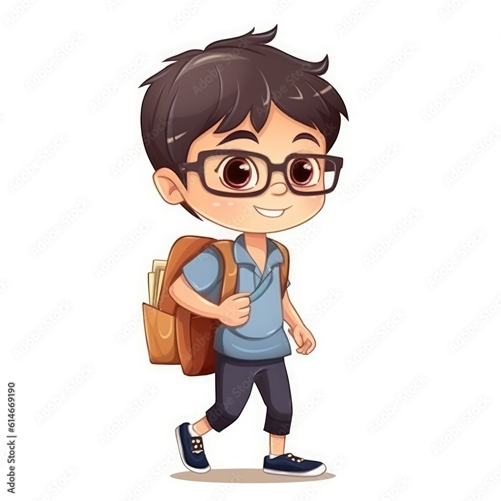 Cute child with backpack. Back to school. Generative AI Cute child with backpack. Back to school. Generative AI