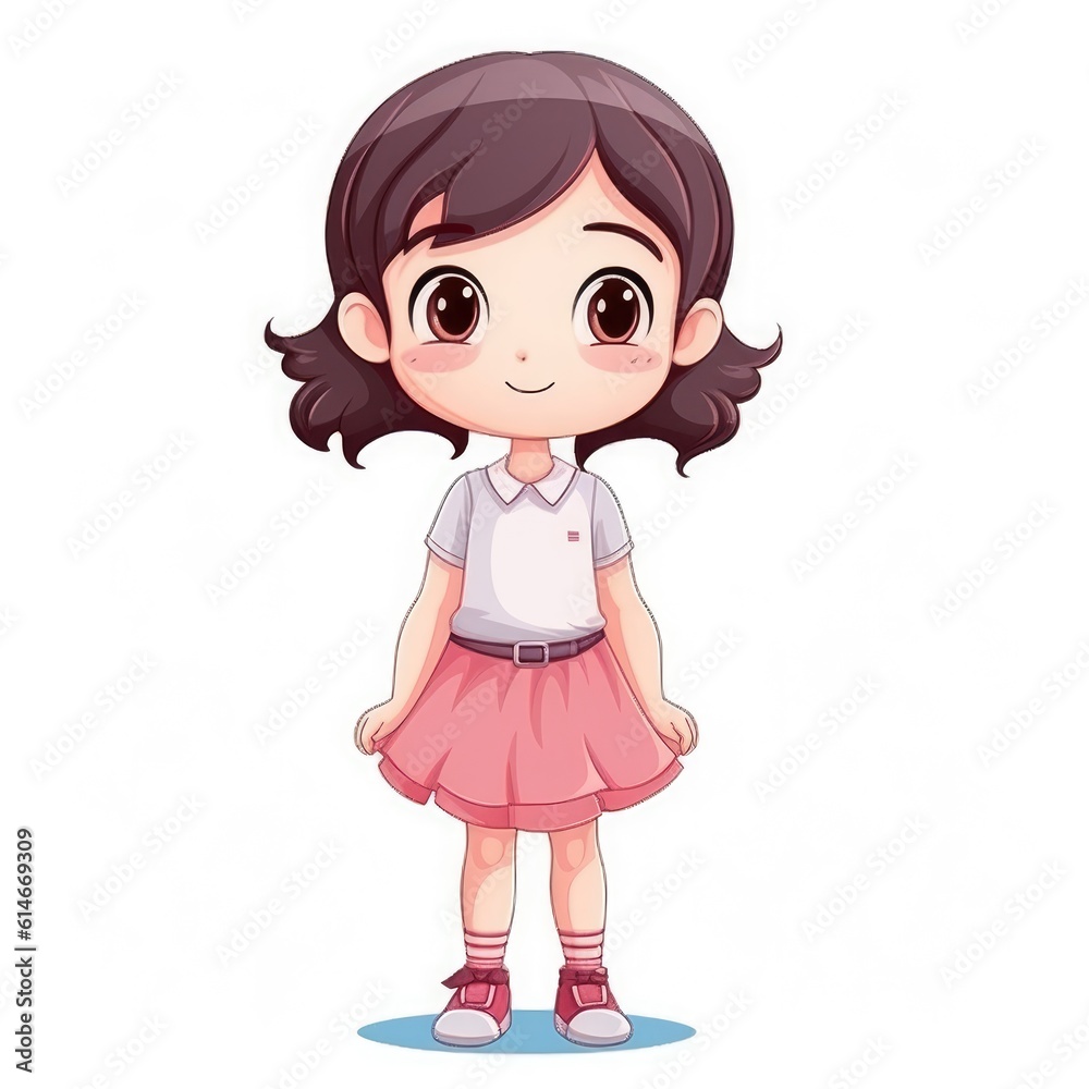 Cute cheerful girl isolated on white background. Generative AI Cute cheerful girl isolated on white background. Generative AI