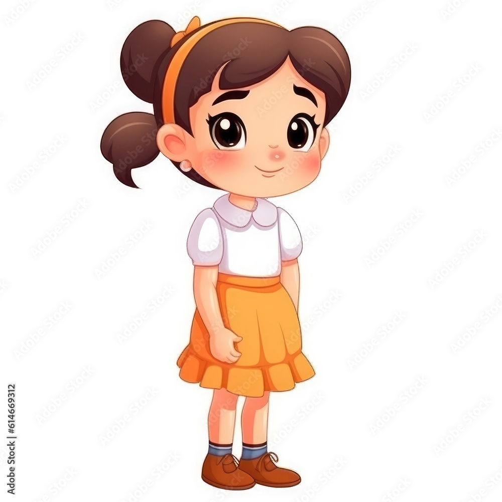 Cute cheerful girl isolated on white background. Generative AI Cute cheerful girl isolated on white background. Generative AI