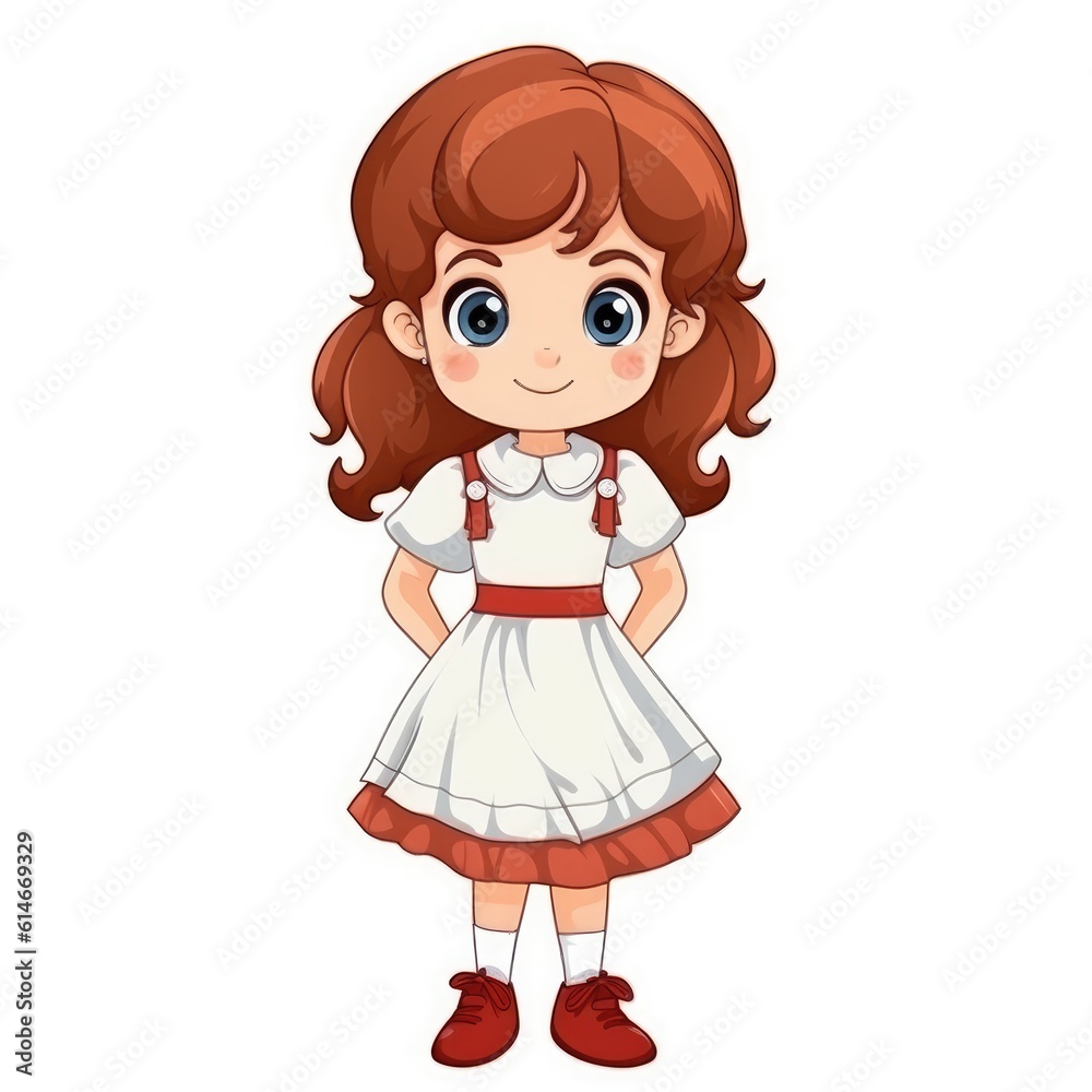 Cute cheerful girl isolated on white background. Generative AI Cute cheerful girl isolated on white background. Generative AI