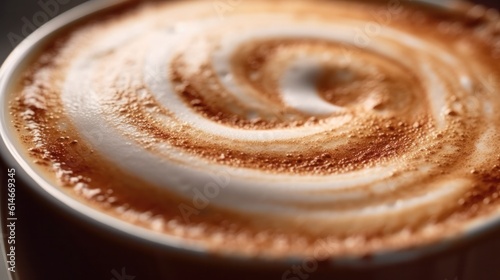 close up of a foam in a cappuccino cup . generative AI
