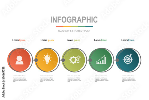 multicolor infographic elements template, business concept with , 5 steps , circle shape design for workflow layout, diagram, annual report, web design.Creative banner, label vector