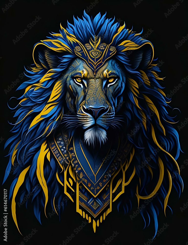 Behold the captivating essence of strength and determination captured in this mesmerizing abstract lion face. 