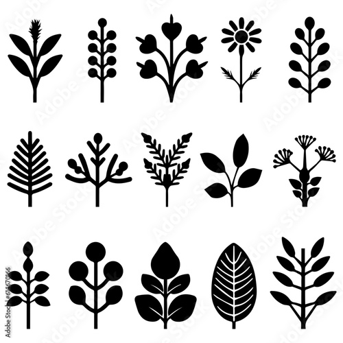 Set of leaves, decorative elements, leaves, isolated on white background, leaf, Vector illustration. © Design Musketeer