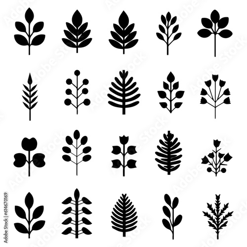 Set of leaves, decorative elements, leaves, isolated on white background, leaf, Vector illustration.