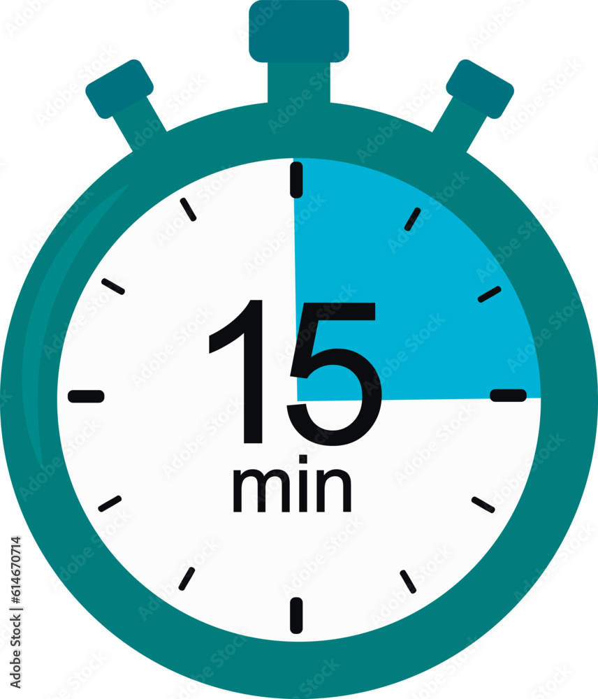 Stopwatch icon. 15 minutes. timer vector graphics Stopwatch icon. 15 minutes. timer vector graphics