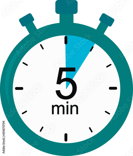 Stopwatch icon. 5 minutes. timer vector graphics