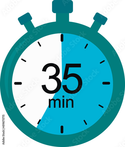 Stopwatch icon. 35 minutes. timer vector graphics