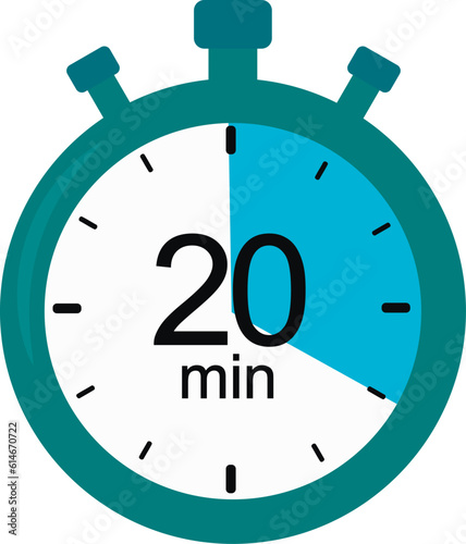 Stopwatch icon. 20 minutes. timer vector graphics