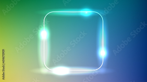 Neon rounded square frame with shining effects