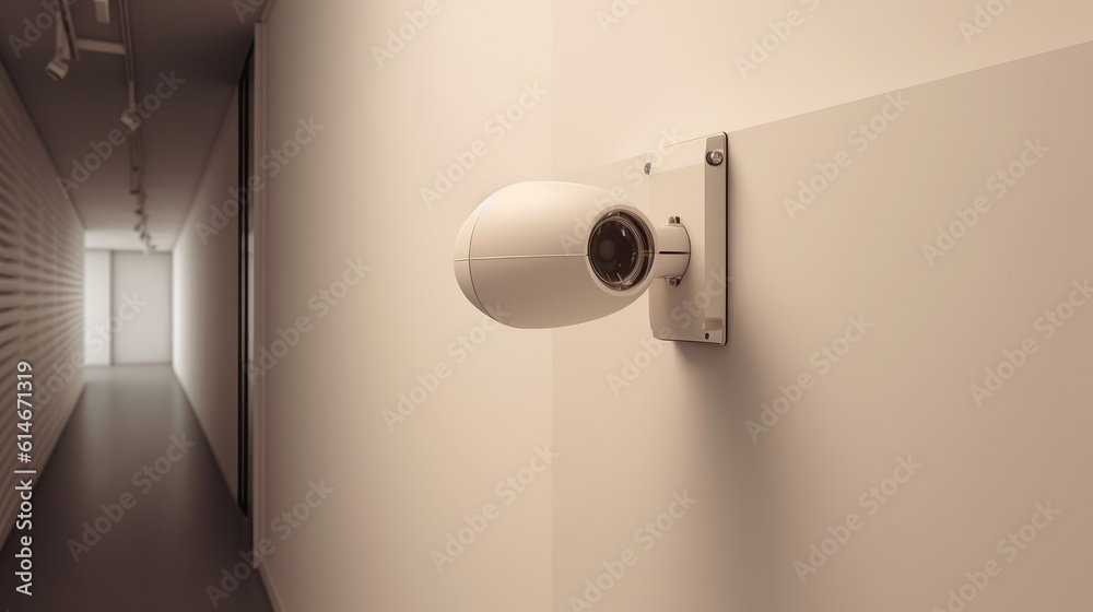 Surveillance camera viewed from the side. Generative AI Surveillance camera viewed from the side. Generative AI