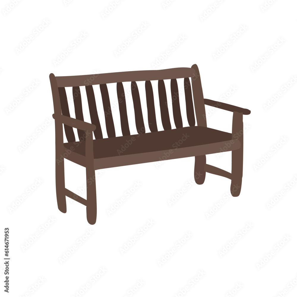 Wooden bench illustration. Cute childish Park bench. Wooden bench illustration. Cute childish Park bench.