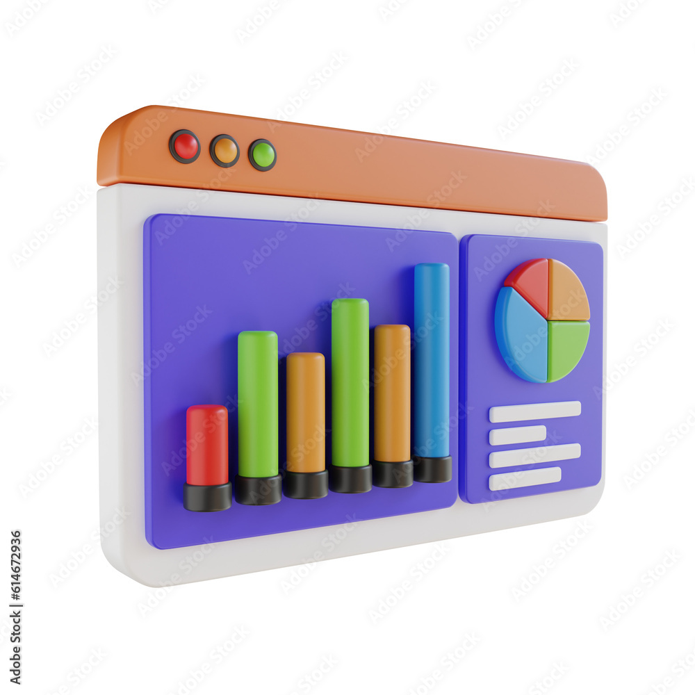 3d Online Analysis. icon isolated on white background. 3d rendering illustration 3d Online Analysis. icon isolated on white background. 3d rendering illustration