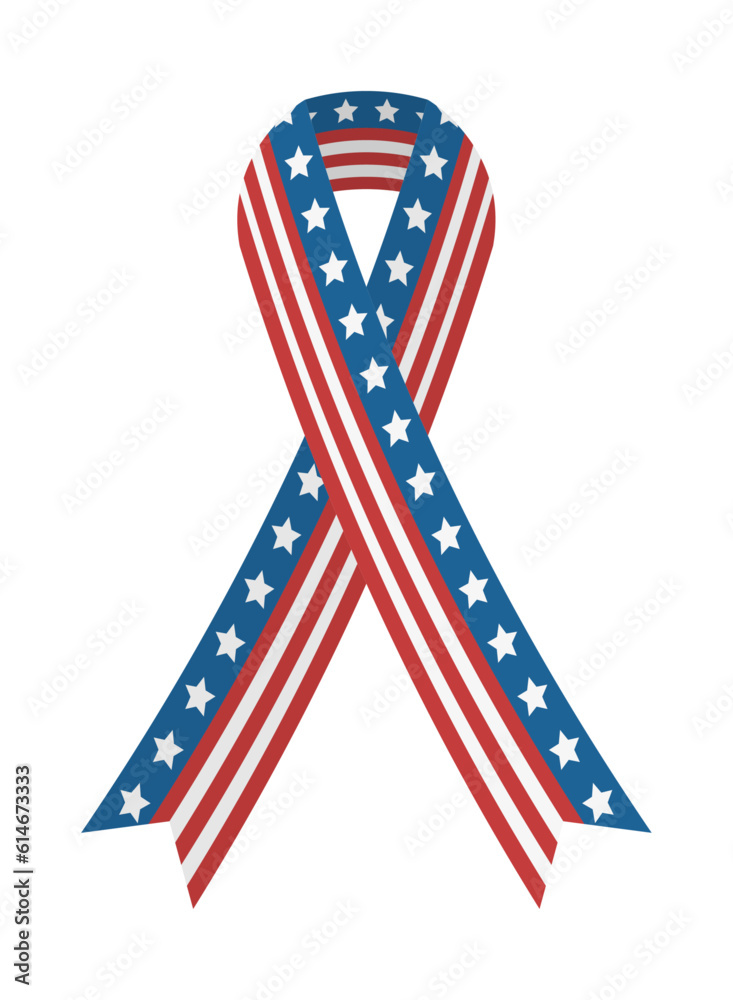 American Flag Awareness Ribbon loop. Clipart for USA Independence and