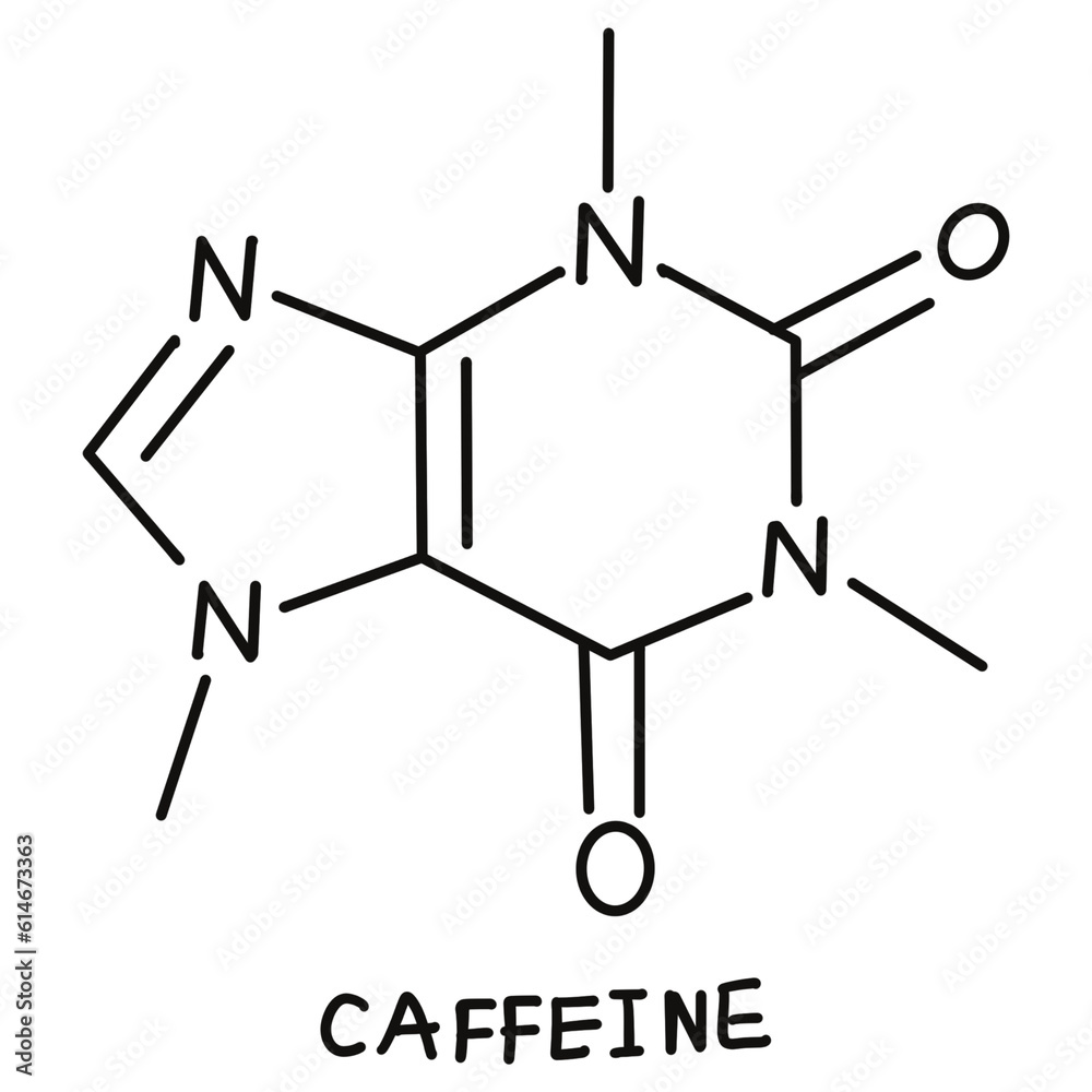 chemical structure of Cafeine, Chemical formula of Caffeine in coffee ...