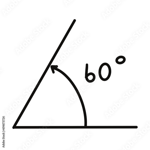 degrees angles. Geometric mathematical degree angle with arrow