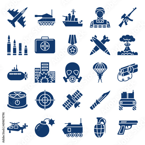 War and military icon set