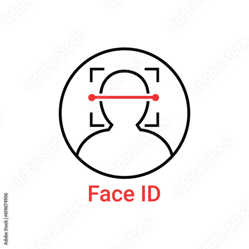 simple thin line face id scan logo. concept of fast future facial scanner for smart phone or laptop. stroke flat trend modern software ui logotype graphic linear design isolated on white background