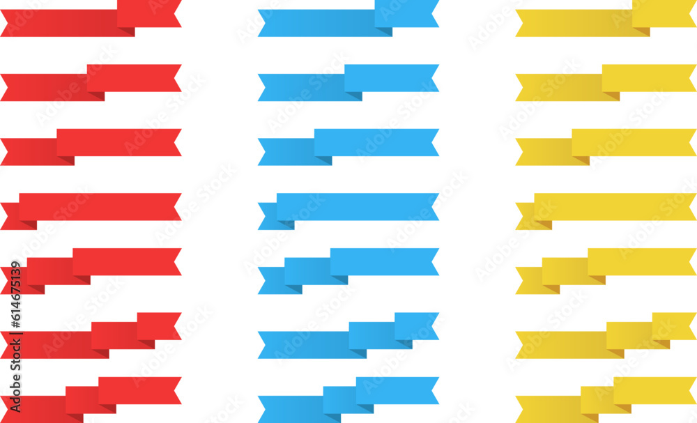 Set of vector ribbons. Ribbons png. Red, blue, yellow ribbons. Design element.