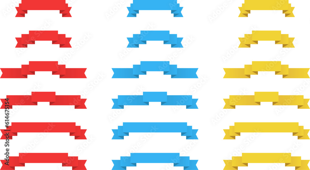 Set of vector ribbons. Ribbons png. Red, blue, yellow ribbons. Design element.