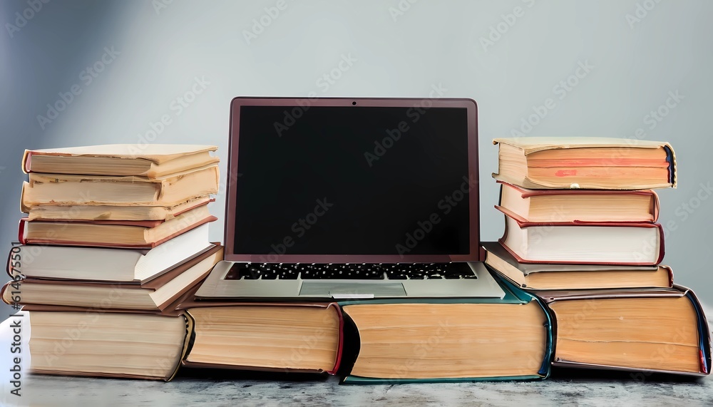 graduation laptop and books , concept graduation laptop and books , concept