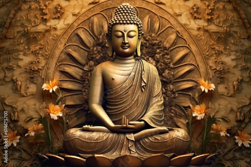 Assertive Aksobhya Buddha, illustration, generative ai photo