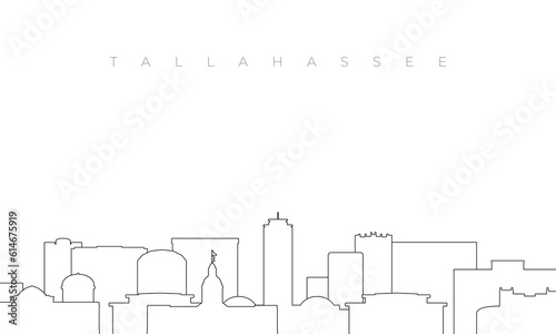 Outline Tallahassee skyline. Trendy template with Tallahassee buildings and landmarks in line style. Stock vector design.