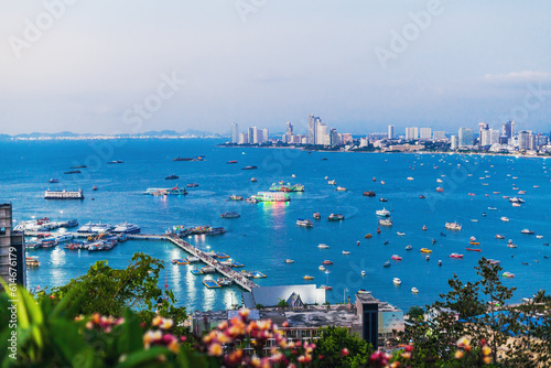 Fotografie Panoramic view of Pattaya viewpoint from Pratumnak Hill, Pattaya, Thailand