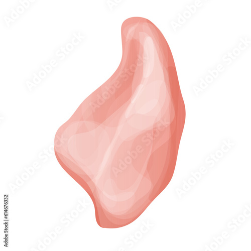 Chicken fillet meat part breast top view in cartoon style isolated on white background. Boneless raw ingredient