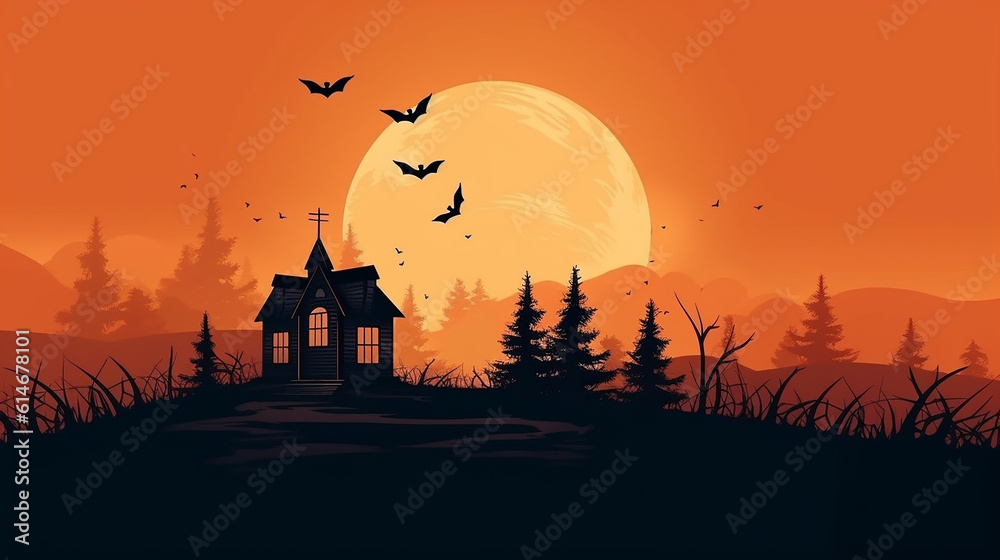 ai generative halloween background in warm tones with a lot of copy space