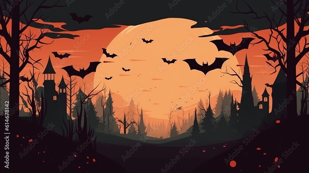 ai generative halloween background in warm tones with a lot of copy space