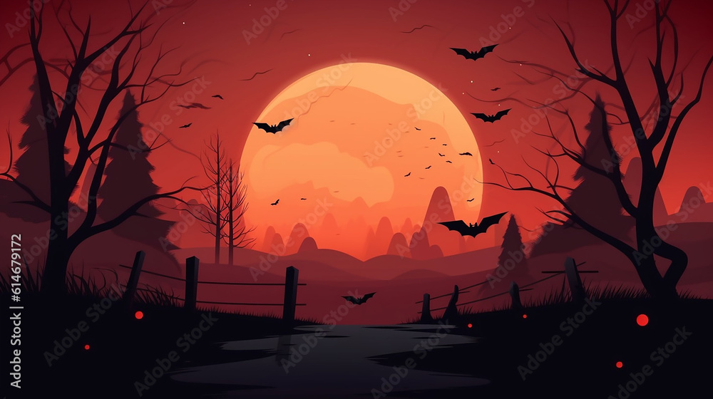 ai generative halloween spooky background in warm tones with a lot of copy space 