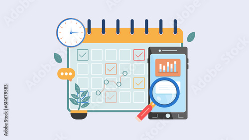 Time management planning, Working time management concept, Work schedule management, Control concept for efficient and profitable business, Vector Flat Illustration