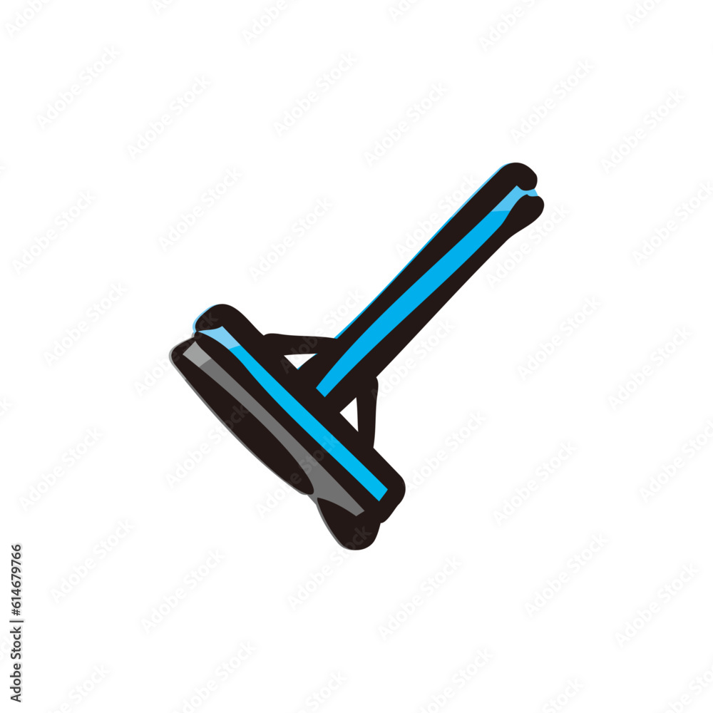 Floor squeegee - Cleaning and housekeeping icon/illustration (Hand-drawn line, colored version) Floor squeegee - Cleaning and housekeeping icon/illustration (Hand-drawn line, colored version)